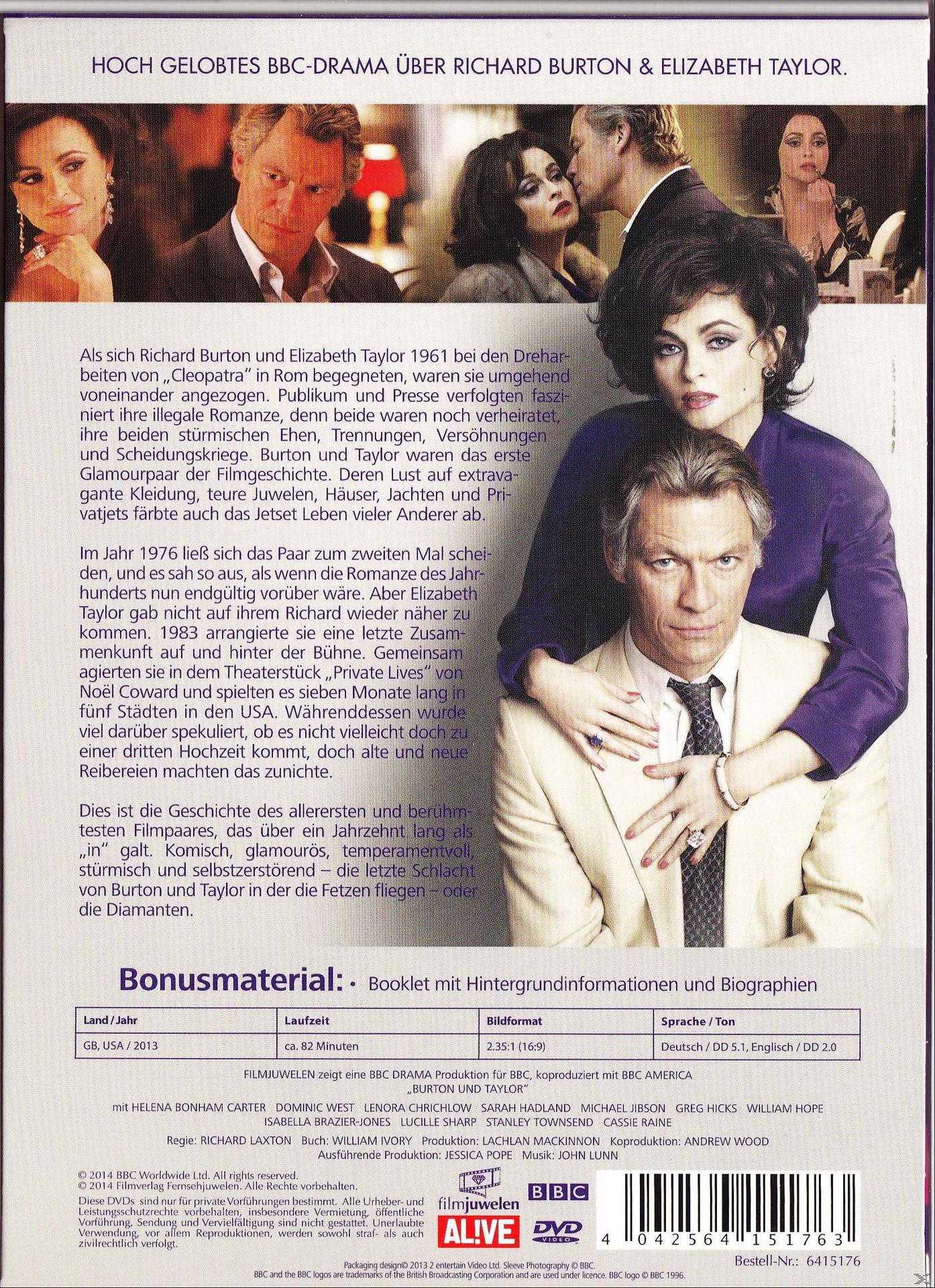 DVD-Cover. Zwei Personen sind auf dem Cover. Der Film handelt von Richard Burton und Elizabeth Taylor.