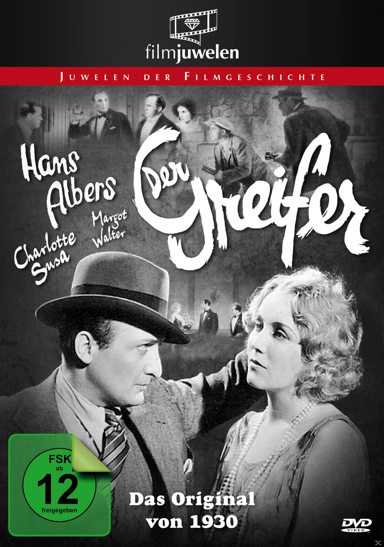 DVD-Cover von 'Der Greifer'. Das Bild zeigt einen Mann und eine Frau in historischer Kleidung mit Textüberlagerung.