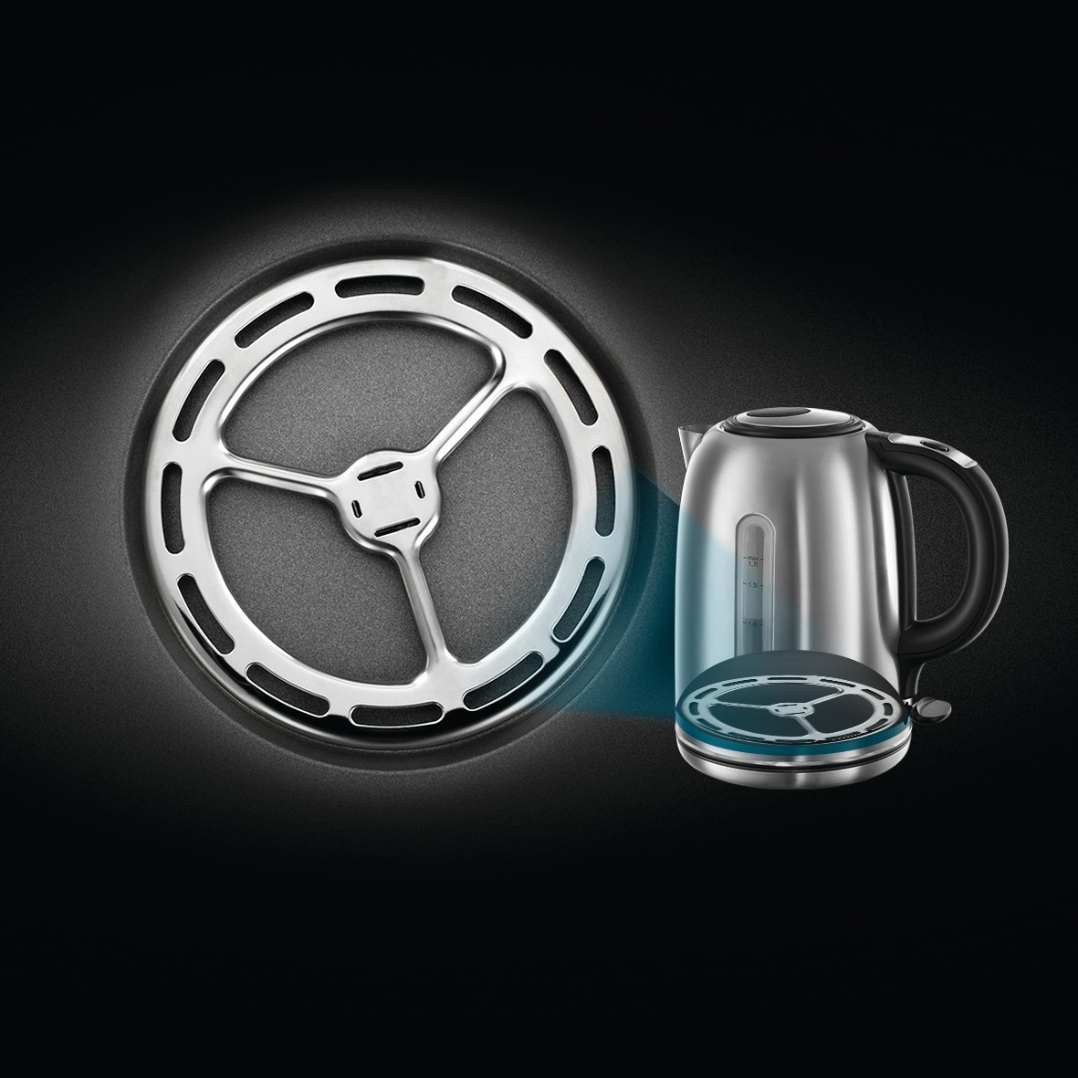 RUSSELL HOBBS 20460-56 Buckingham Wasserkocher, Schwarz/Silber