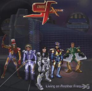 Albumcover von Science Fiction, SF, mit futuristischen Figuren in Raumanzügen.