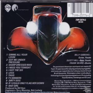Albumcover mit roter Auto-Illustration. Trackliste mit 'Gimme All Your Lovin'. Rückseite mit Band-Info.