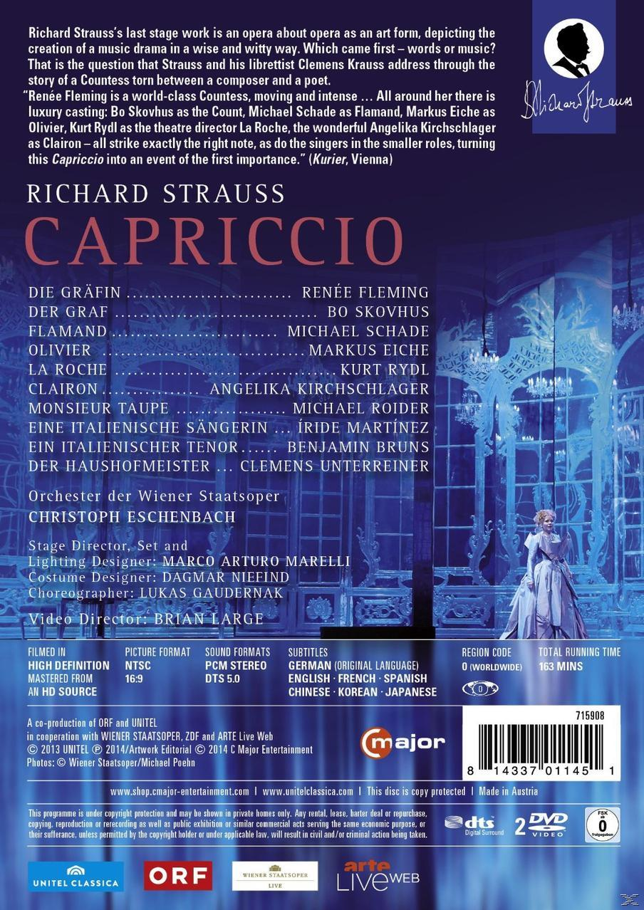 DVD-Cover für Richard Strauss' Oper "Capriccio" mit den Namen der Schauspieler und Credits.