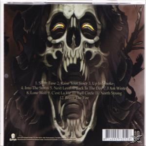 CD-Rückseite mit Schädel-Illustration und Titelliste.