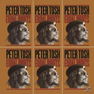 Album borító, Peter Tosh, 'Equal Rights'. Az előadó ismétlődő képei. Barna háttér.