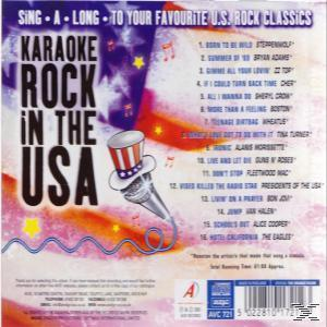 CD-Cover: 'Karaoke Rock in the USA'. Ein Mikrofon mit Hut vor einer Flagge.