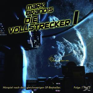 Albumcover. Ein Raumschiff-Innenraum, ein großer Felsen und der Titel „Mark Brandis Die Vollstrecker I“.