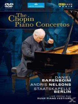 DVD-Cover von The Chopin Piano Concertos. Daniel Barenboim spielt Klavier auf dem Cover.