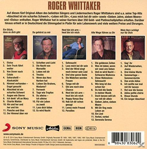 Rückseite eines Roger Whittaker-Albums. Fotos des Künstlers umgeben eine Titelliste.