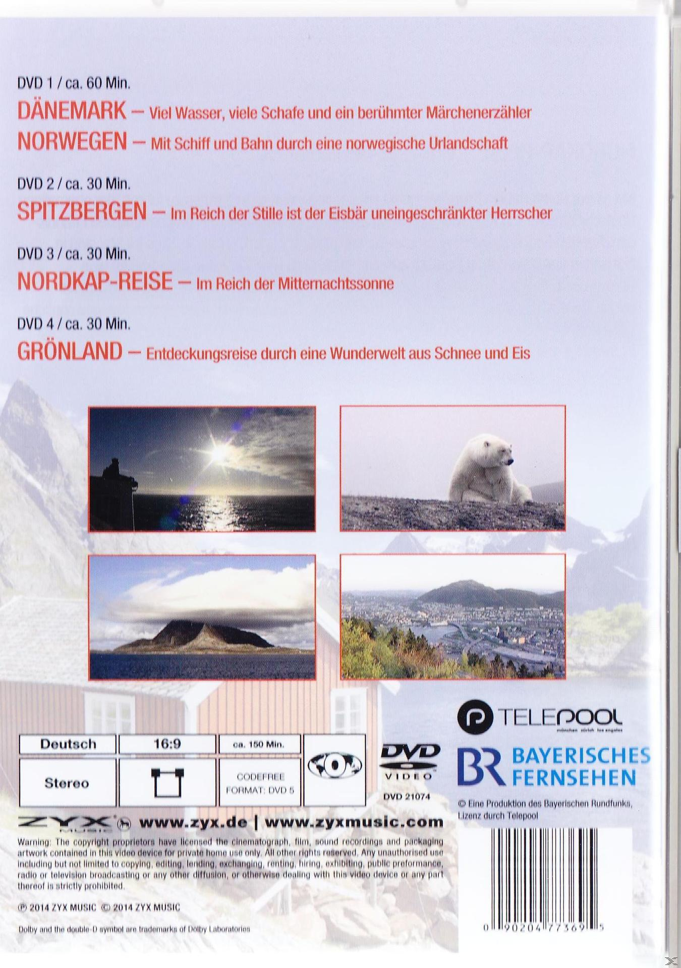 DVD-Cover mit Szenen aus Norwegen, Grönland und anderen Orten. Text und Logos sind ebenfalls vorhanden.