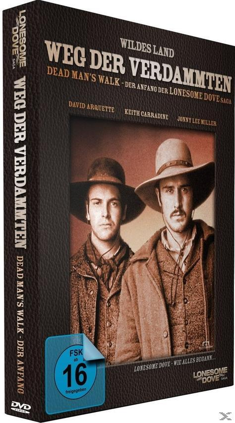 DVD-Cover mit zwei Männern mit Hüten. Der Titel lautet "WEG DER VERDAMMTEN" und der Hintergrund ist Leder.