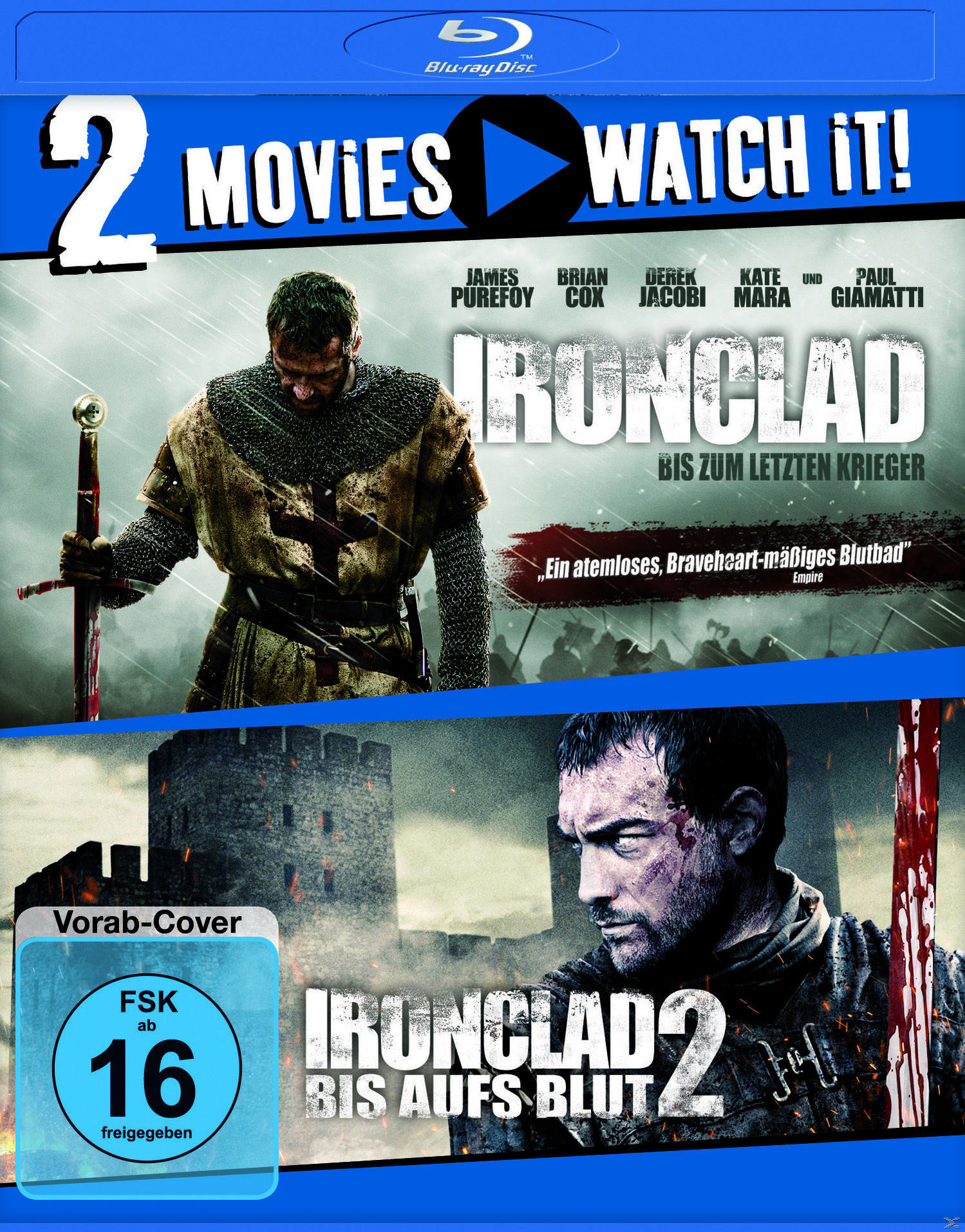 Blu-ray-Filmcover mit einem Ritter, der ein Schwert hält.