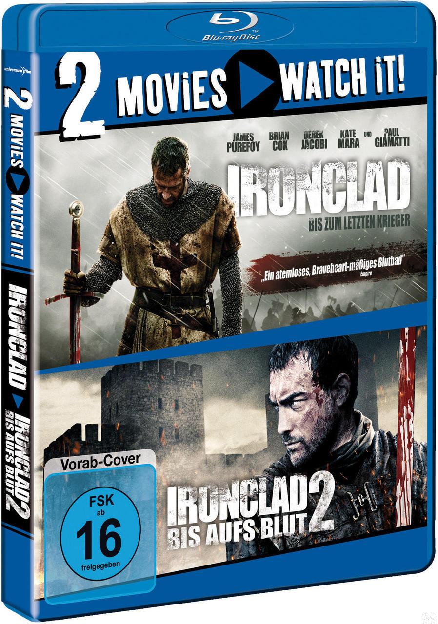 Filmcover: Zwei Männer in Rüstung halten Schwerter. Text: Ironclad, 2 Filme und Bewertung.