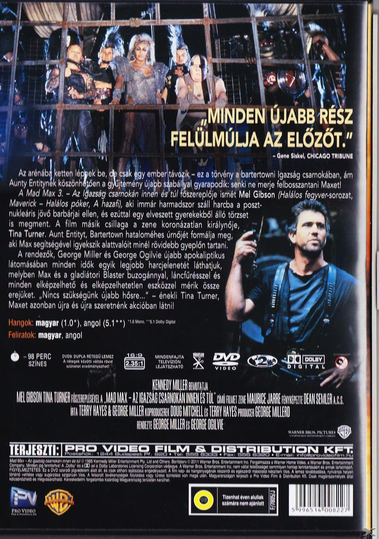 A Mad Max 3. film plakátja. Mel Gibson és Tina Turner látható, szöveggel és logókkal.