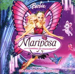 Albumcover mit Barbie als Schmetterling mit pinken Flügeln. Titel ist 'Mariposa'. Hintergrund ist ein magischer Wald.