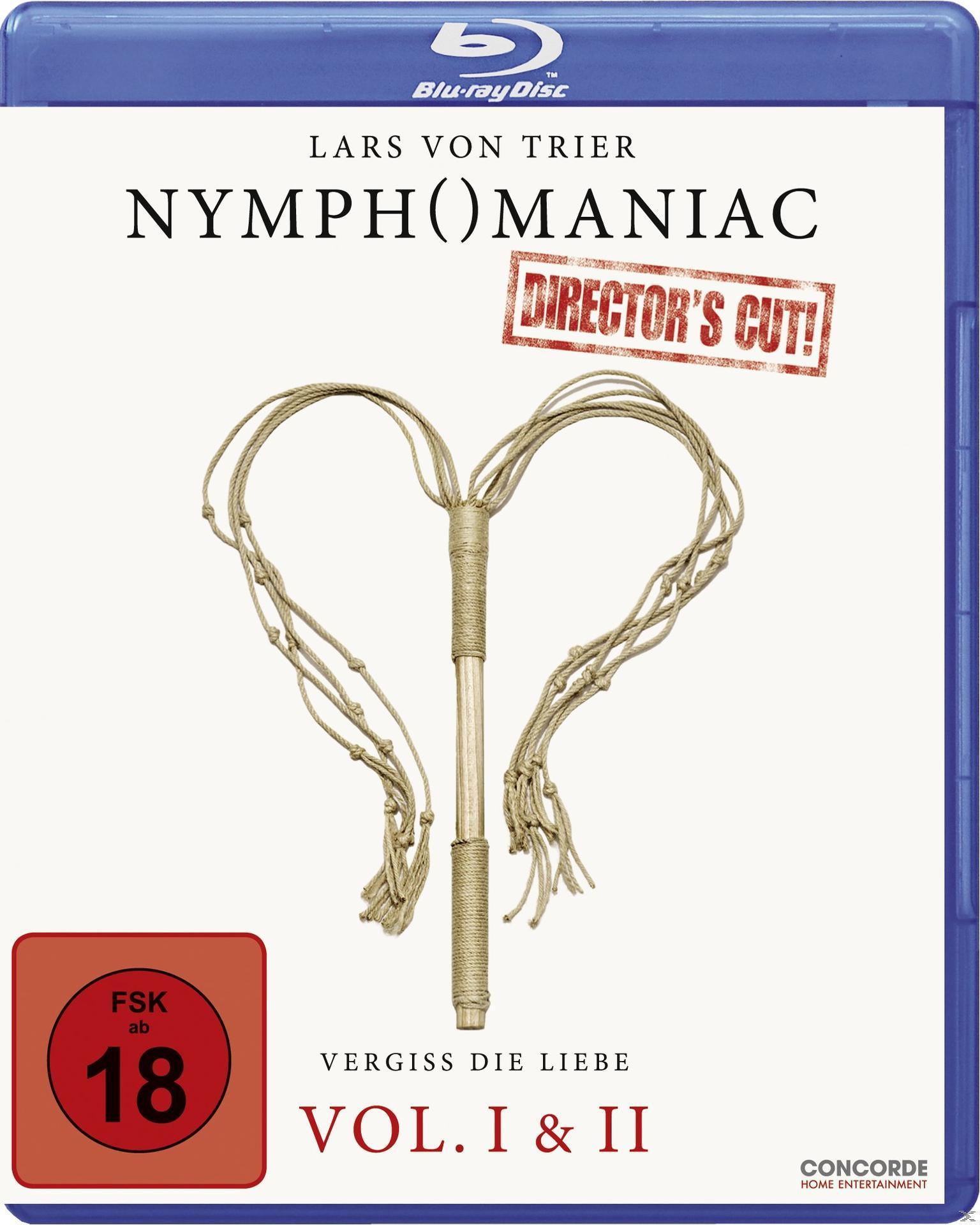 Blu-ray-Cover für 'Nymphomaniac' mit Peitschenbild und Text.
