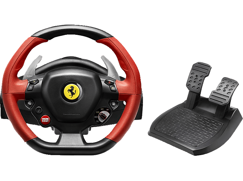 THRUSTMASTER Ferrari 458 Spider (inkl. 2-Pedalset, Xbox One / Xbox Series X|S), Lenkrad, Schwarz, Rot