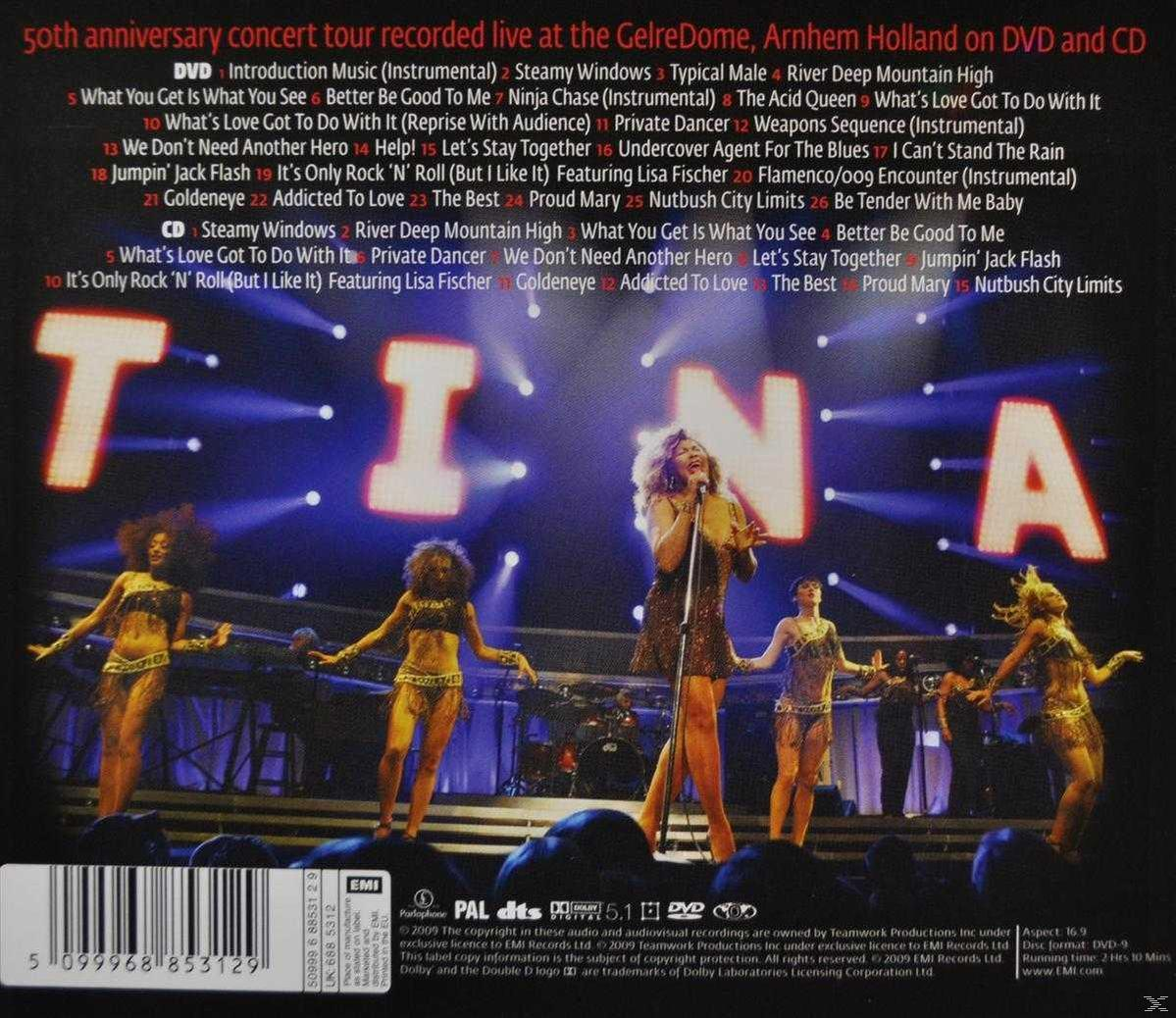 Rückseite der Tina Turner Konzert-DVD-Hülle mit Darstellern.