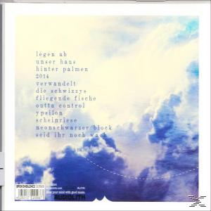 Albumcover mit blauem Himmel, Wolken und Text auf Deutsch.