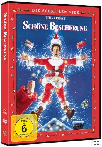DVD-Cover: Chevy Chase in einem Weihnachtsmann-Anzug, umgeben von elektrischen Funken und Geschenkboxen.