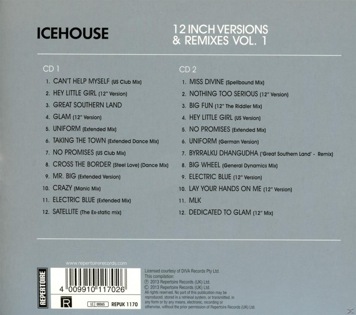 CD-Rückseite mit Titellisten. '12 Inch Versions & Remixes Vol. 1' von Icehouse.