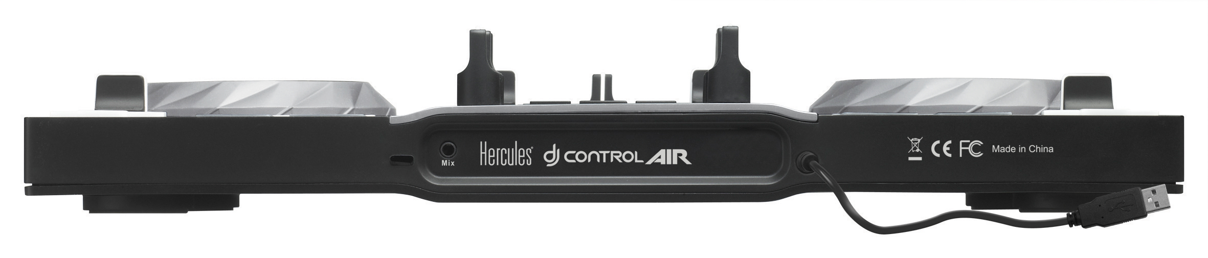 HERCULES DJ Control Air S Series (Air Control, 8 Pads, integr. Soundkarte, DJUCED 18°, PC / Mac) 2-Deck DJ Controller, Schwarz/Silber