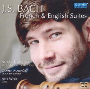 Albumcover mit dem Gesicht eines Mannes und Noten. Das Album heißt 'French & English Suites'.