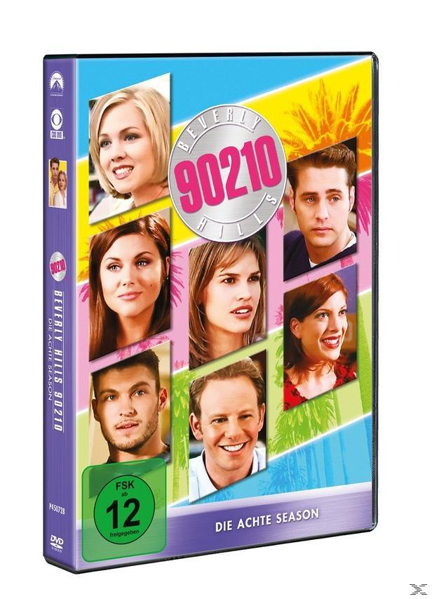 DVD-Cover mit Gesichtern der Beverly Hills 90210-Besetzung und dem Titel Die Achte Season.