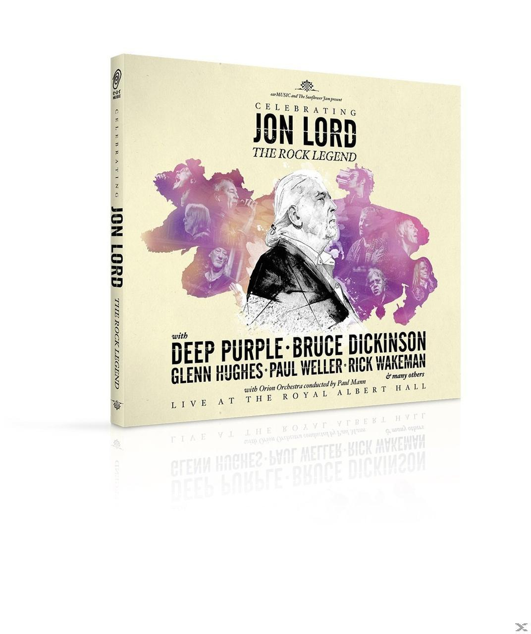 CD-Hülle. Cover: Celebrating Jon Lord. Lila Bild von Jon Lord mit anderen Musikern. Deep Purple vorgestellt.