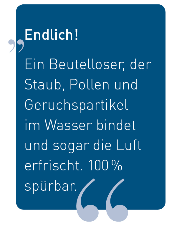 Text auf Deutsch auf blauem Hintergrund, umrahmt von einem weißen Rand, betont das Produkt.