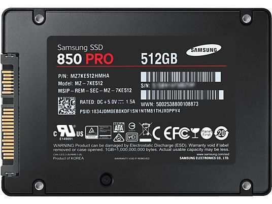 SAMSUNG SSD Festplatte intern 850 Pro 512GB, SATA (MZ-7KE512BW)