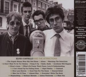 CD-Rückseite. Vier Männer in einer Band. Text auf der Seite: Elvis Costello and the Attractions.
