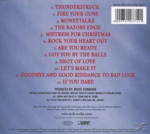 Albumcover mit Trackliste in rotem Text auf blauem Hintergrund, mit Barcode und Credits oben.