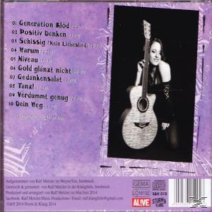 Albumcover mit einer Frau, einer Gitarre und Text. Text ist auf Deutsch.