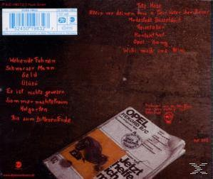 Album-Rückseite mit deutschem Text und einem Magazin. Barcode und Titelliste sind sichtbar.