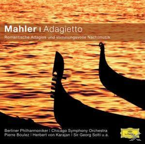 Albumcover mit Gondeln auf Wasser bei Sonnenuntergang. Titel: 'Mahler I Adagietto'.