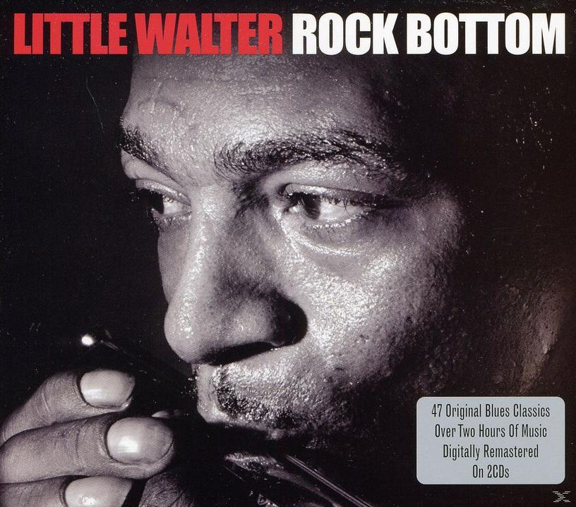 A 'Little Walter - Rock Bottom' album borítója, egy férfival, aki harmonikán játszik.