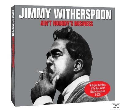 Album borító: Jimmy Witherspoon, fekete-fehér fotó, dohányzik, szürke háttér, piros szöveg.
