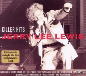 Albumcover von Jerry Lee Lewis. Er steht mit einem Mikrofon auf der Bühne, darüber der Titel 'Killer Hits'.