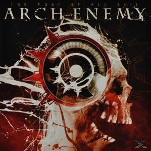 Albumcover mit einem Totenkopf mit einem rot-weißen Design vor dunklem Hintergrund.