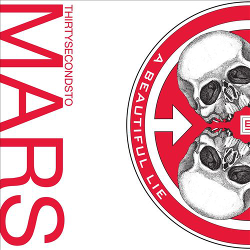 A Thirty Seconds to Mars album borítója. A cím és egy piros kör koponyákkal és egy nyíllal.