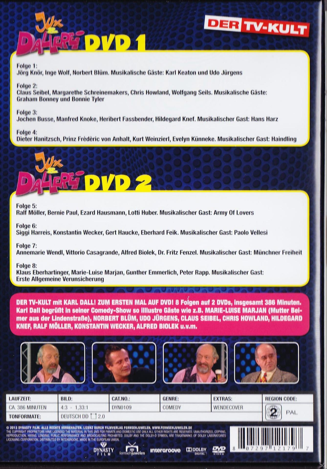 DVD-Hülle mit Text und Bildern einer Comedy-Show. Der Hintergrund ist braun und gelb.