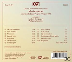 Amarcord/Katschner/Lautten Compagney - Marienvesper  - (CD)