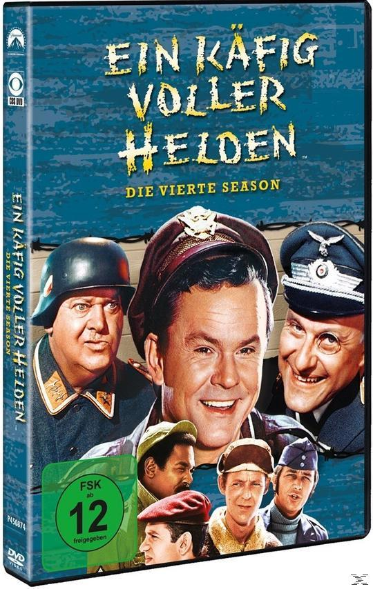 DVD-Cover für 'Ein Käfig voller Helden'. Zeigt ein Cast-Foto vor einem blauen, strukturierten Hintergrund.