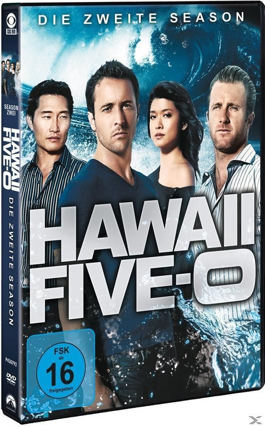 DVD-Cover mit vier Personen. Der Titel lautet 'Hawaii Five-0', mit Wellen im Hintergrund.