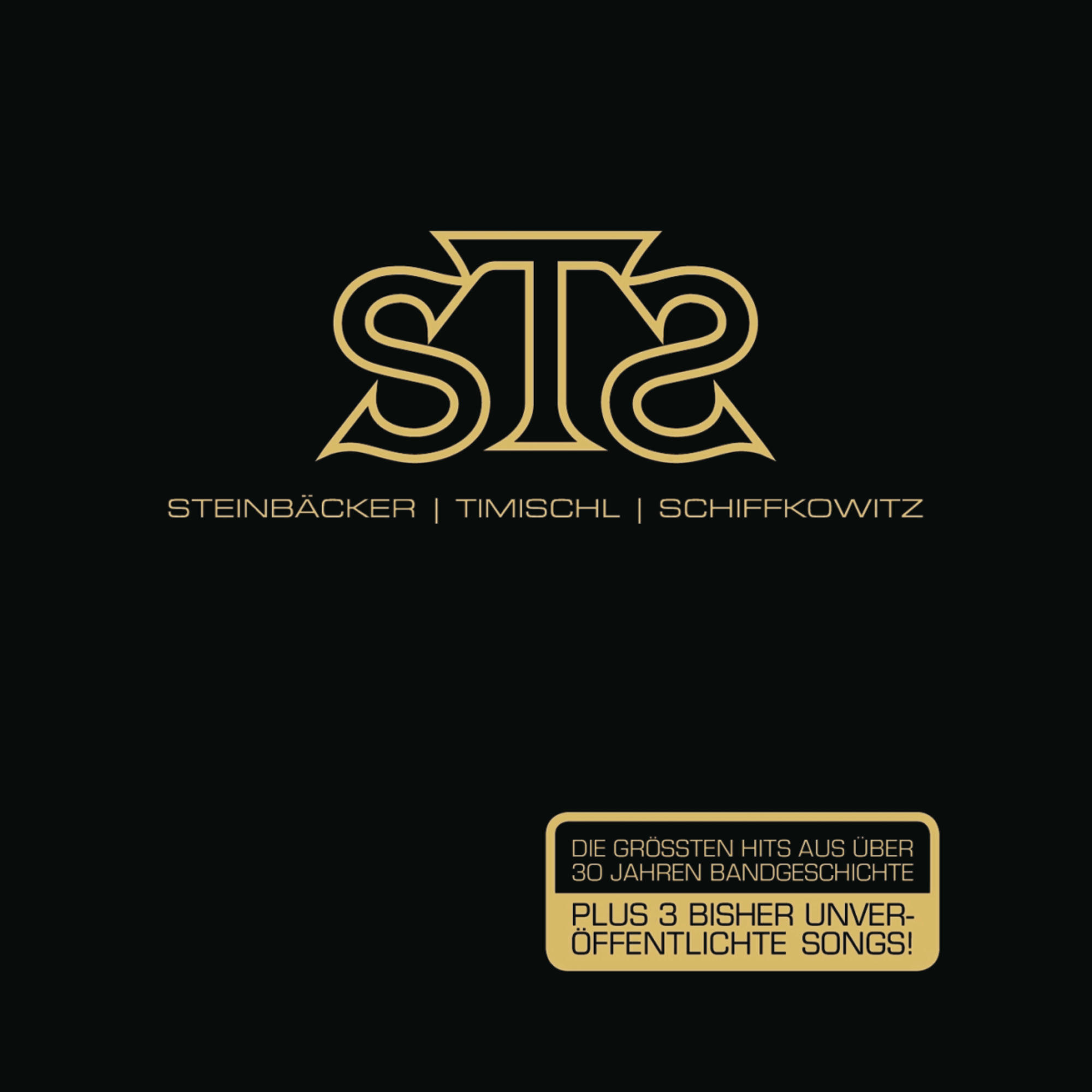 Albumcover in Gold und Schwarz mit Text: STEINBÄCKER | TIMISCHL | SCHIFFKOWITZ.