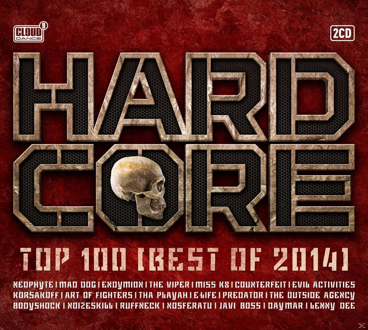 Pochette d'album avec le mot 'HARD CORE' en gras. Un crâne est incrusté. Texte 'TOP 100' en dessous.