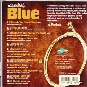 CD-Rückseite. Braunes Cover mit Titelliste, Gitarrensaiten und Künstlername. Text ist in Weiß und Gelb.