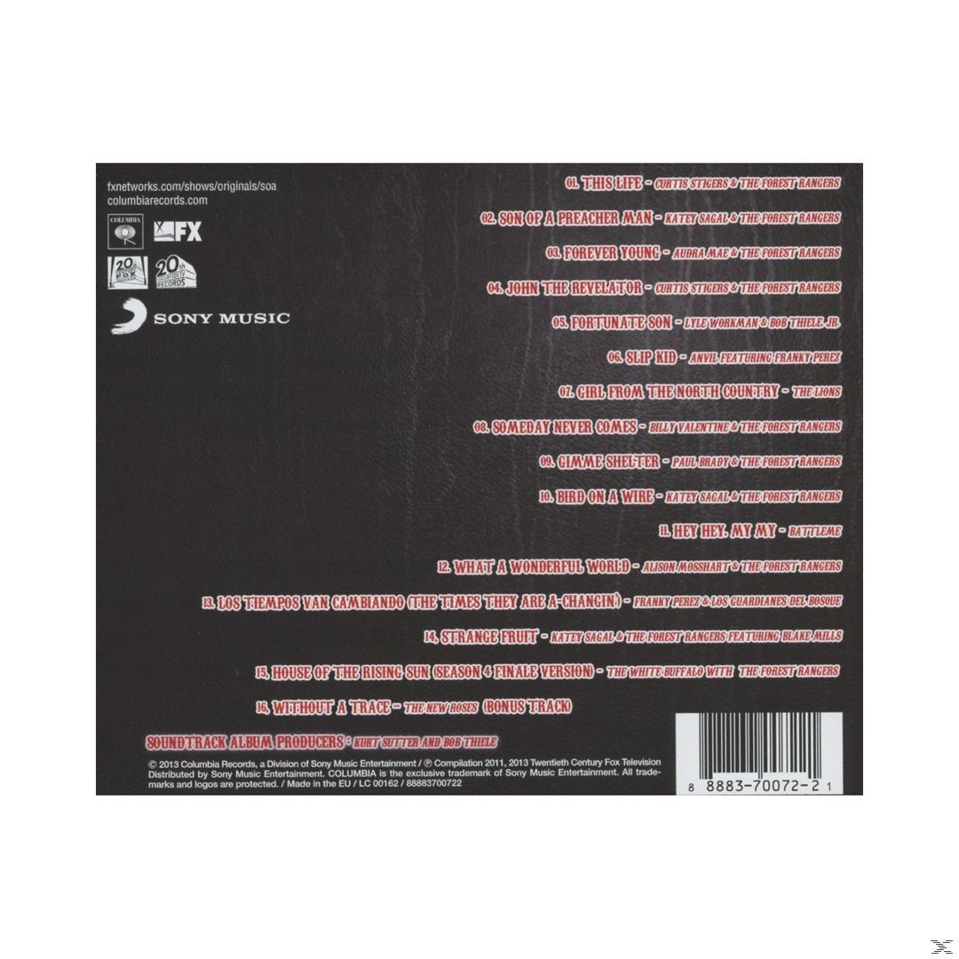 Rückseite eines Soundtrack-Albums. Text enthält Songtitel und Credits mit einem Sony Music-Logo.
