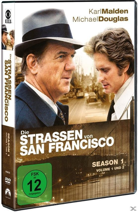 DVD-Cover. Zwei Männer in Anzügen stehen sich gegenüber. Der Text lautet 'Die Strassen von San Francisco'.