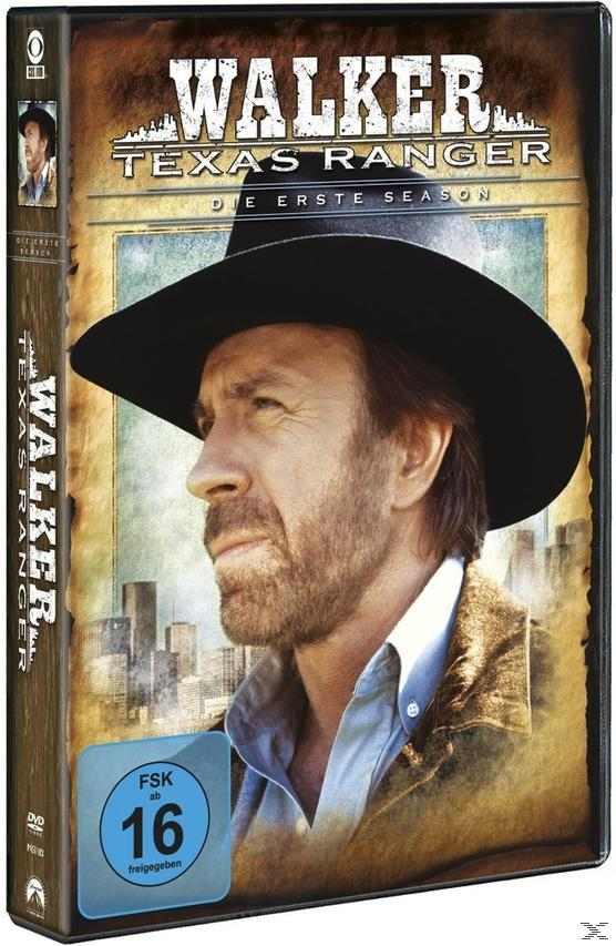 DVD-Cover mit einem Mann mit Cowboyhut. Der Titel lautet Walker, Texas Ranger.